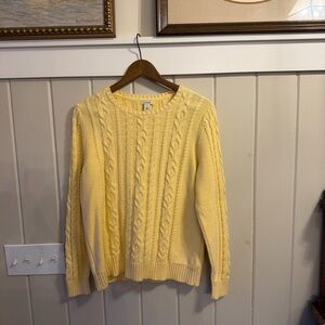 🌟 L.L. Bean Women's Yellow Cable Knit Crewneck Sweater